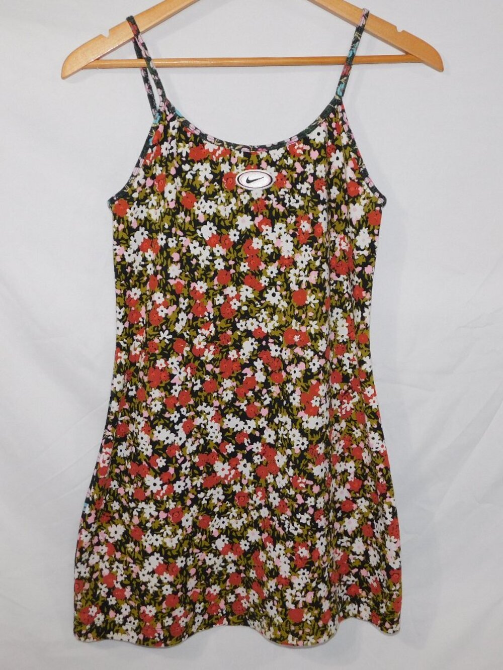 RARE Nike Y2K Dual Ditsy Floral Mini Dress Sporty Chic 90s Throwback Womens S